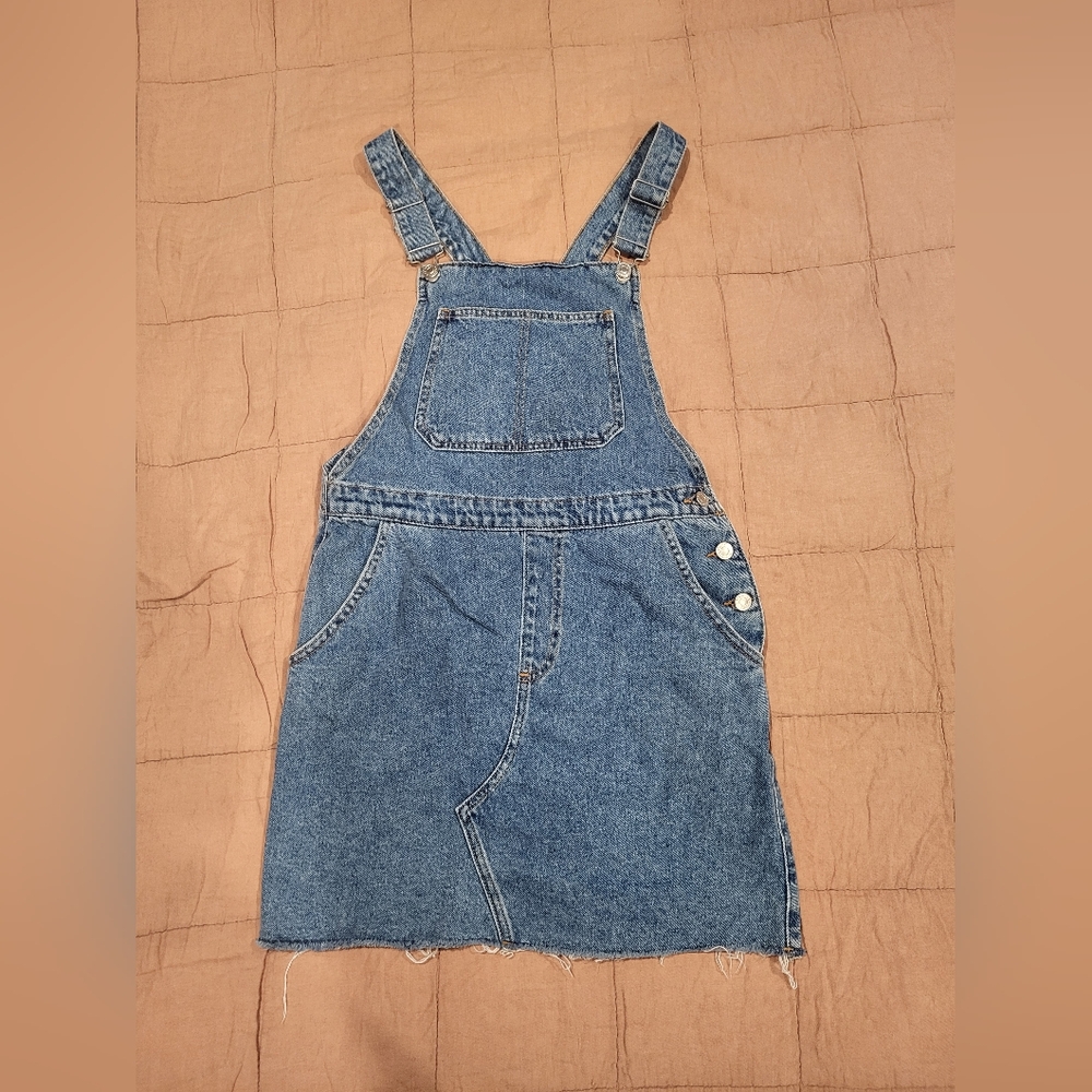 Topshop Blue Denim Overall Dress